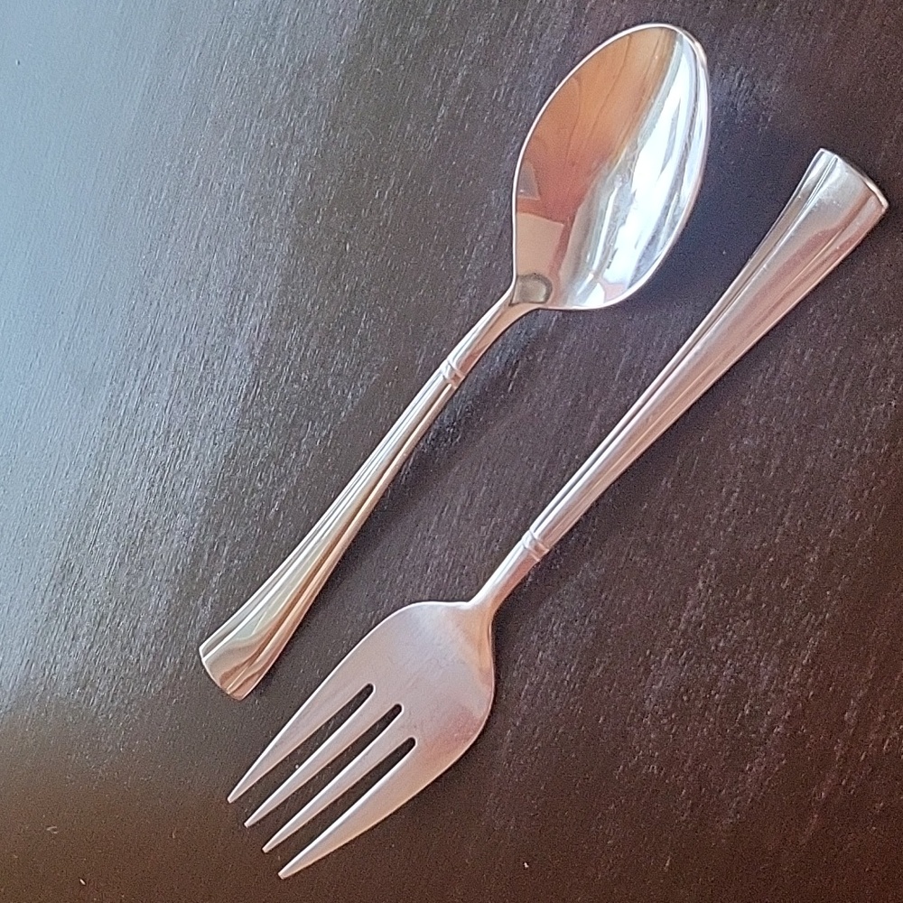 Cuisinart Geo Pattern Stainless Steel Flatware Serving Fork & Spoon